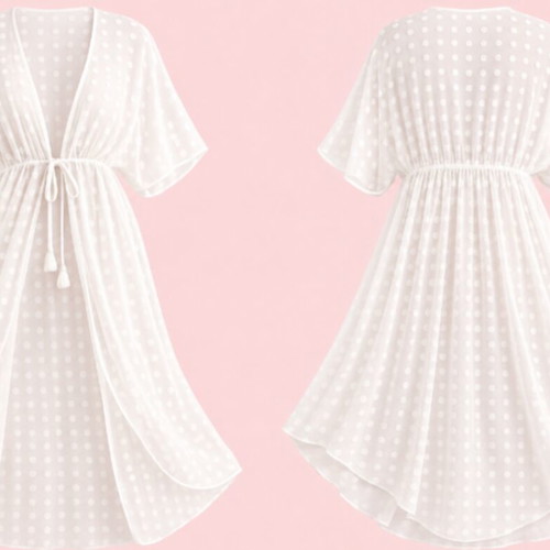 Shein transparent polka dot kimono new, white