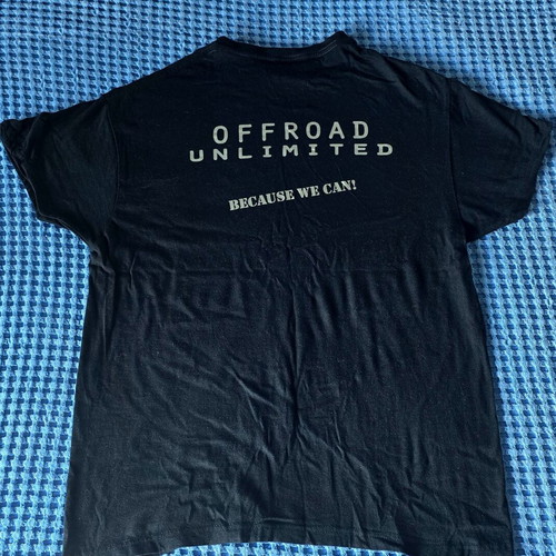 Collectible offroad adventure T-shirt, unisex, black and white, size S