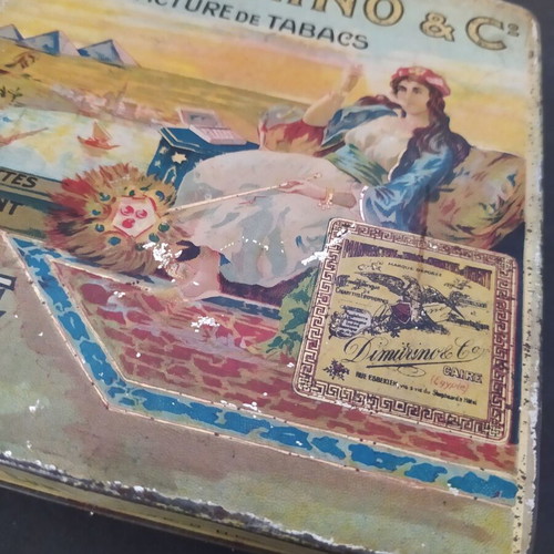 Dimitrino 1910s cigarette tin box, art nouveau style