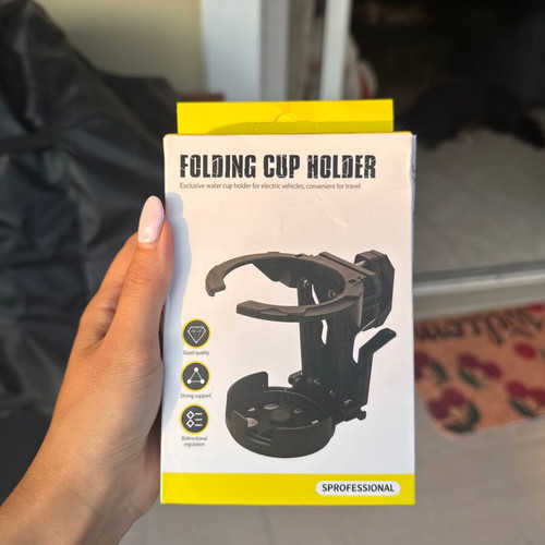 Folding Cup Holder for Motorcycle black, new