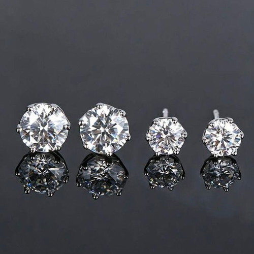 4mm Moissanite Stud Earrings 14K White Gold Plated GRA Certified