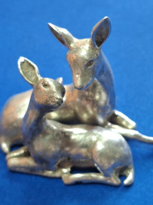 Silver deer figures used, 925 hallmark, 6.5×5.5 cm