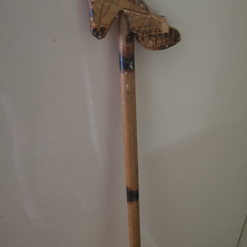 Traditional Wooden Glitsa with Horse Head Used, Folk Art Decorative