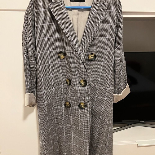 Zara checked coat like new, medium size, grey