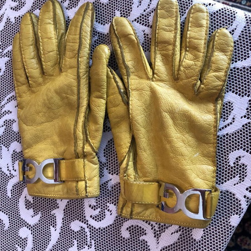 Dolce & Gabbana leather gloves used, yellow, size s-m