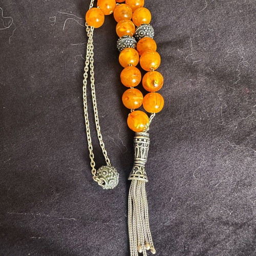 Vintage Greek Komboloi 1940s silver, like new