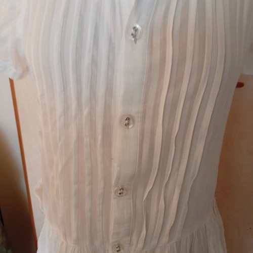 Tunic cotton white striped fabric Italian medium length 80 cm like new