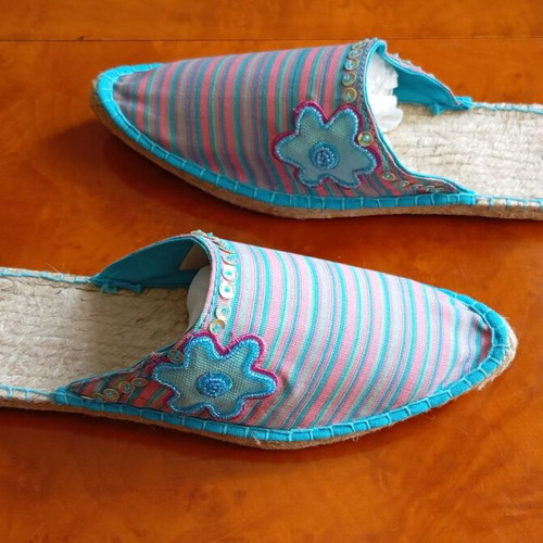 Espadrilles size 37 new, striped turquoise and pink