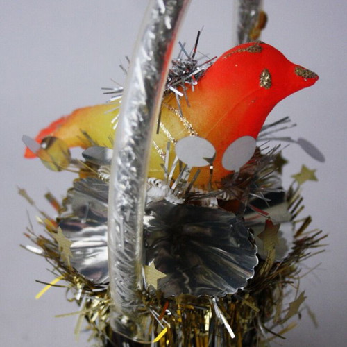 Christmas decorative bird in basket from 1970s new