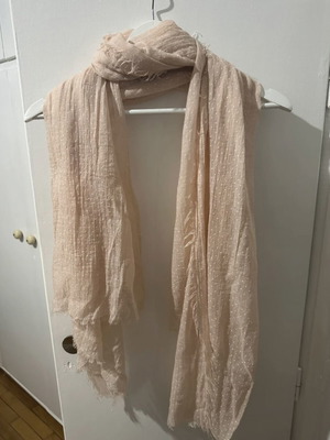 Pink polka dot scarf like new with white
