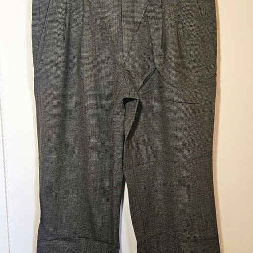 Men's grey suit pants with double pleats, size M