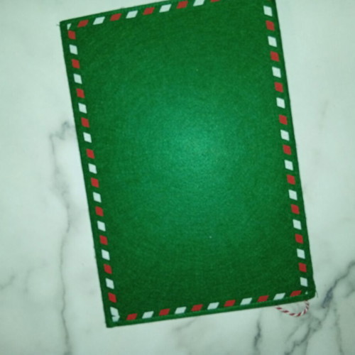 Christmas decorative felt envelope like new, green with Santa Claus design