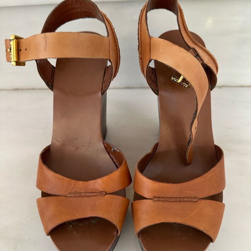 Ralph Lauren leather platform sandals like new, size 37, brown