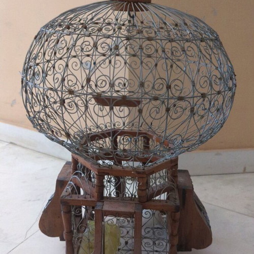 Vintage hot air balloon κλουβί μεταχειρισμένο, χειροποίητο διακοσμητικό