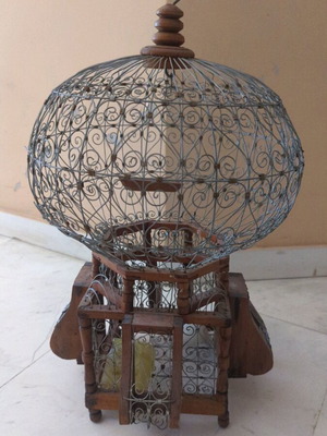 Vintage hot air balloon κλουβί μεταχειρισμένο, χειροποίητο διακοσμητικό