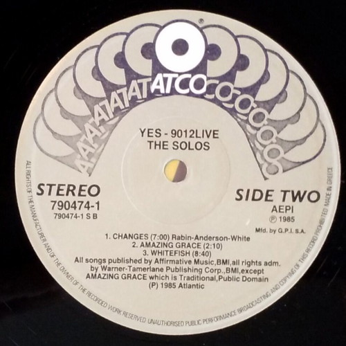 Yes 9012Live The Solos vinyl used, rock