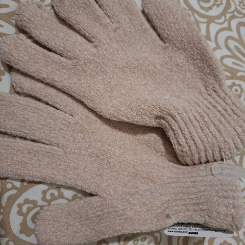 Beige chenille gloves new