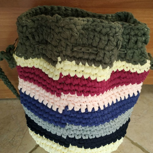 Handmade knitted multicolor shoulder pouch bag new