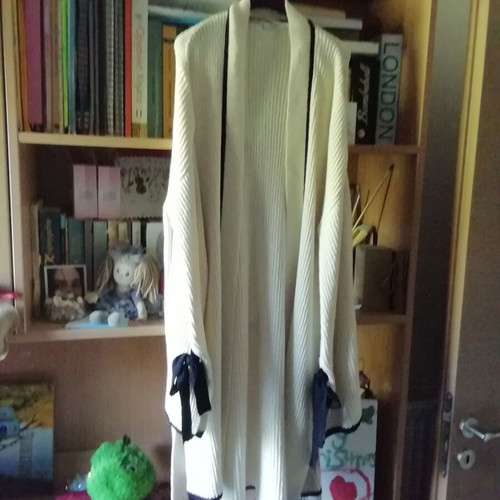 Mango long beige cardigan like new with black details