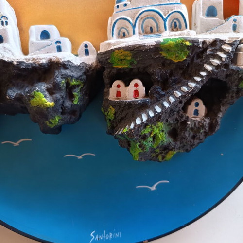 Ceramic decorative wall plate Santorini 32 cm like new