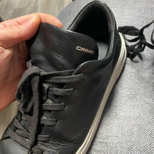 Crime leather men's sneakers used, size 43, black