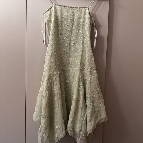 Floyd 100% Silk Dress Brand New, Hand-Beaded Pale Green Size S