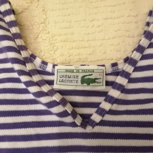 Vintage Lacoste Chemise Bodysuit 80s Small, like new, white and purple