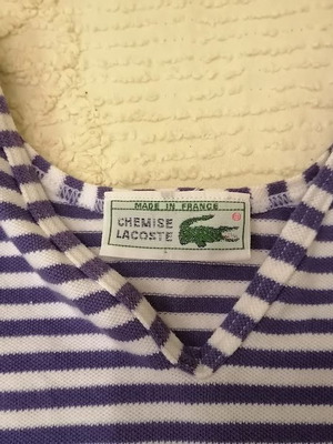 Vintage Lacoste Chemise Bodysuit 80s Small, like new, white and purple