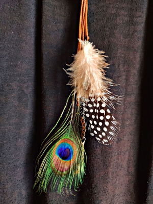 Long necklace with feathers and beads boho bohemian Accessorize like new