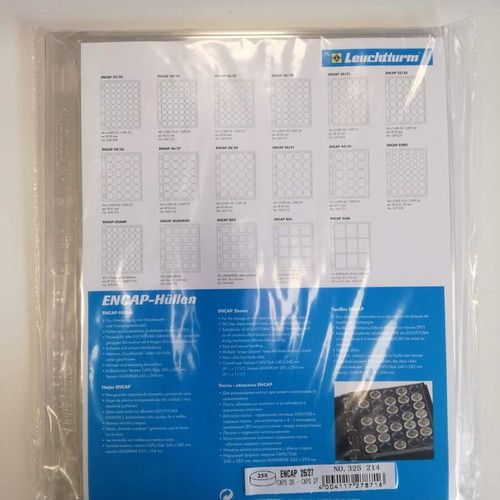 Leuchtturm sheets for 70 collectible 2-euro coins, new, pack of 2