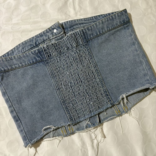 Y2K Denim Strapless Top like new, size S, blue