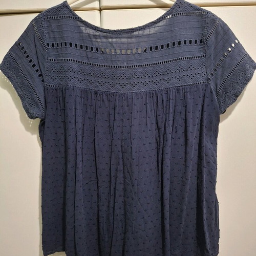 Zara short sleeve blue blouse with tassels used