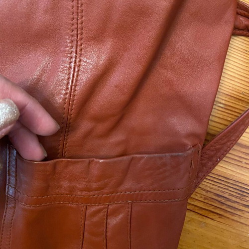 Leather vintage jacket brown large used with lining