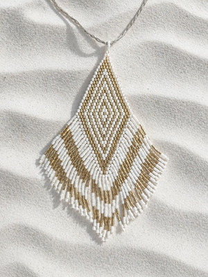 Handmade miyuki bead necklace new, white and silver