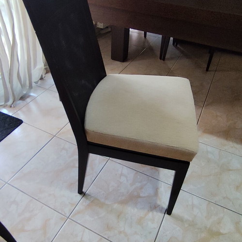 Dining set 100x190 with six chairs wenge solid wood modern design and extension wood like new