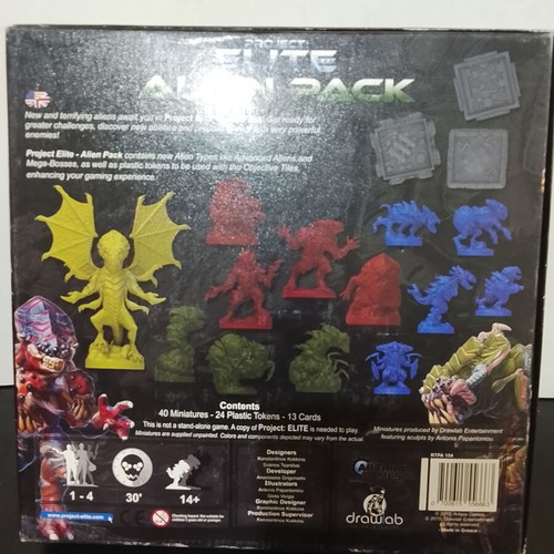Project Elite Alien Pack expansion pack used with 39 miniatures and tokens