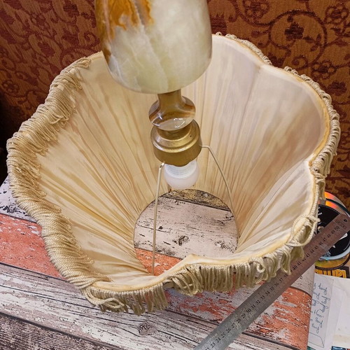 Antique onyx lamp with pleated shade used