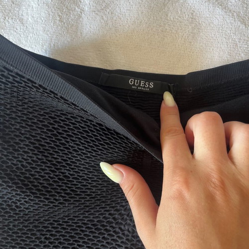 Guess long strapless top black, new with textured fabric