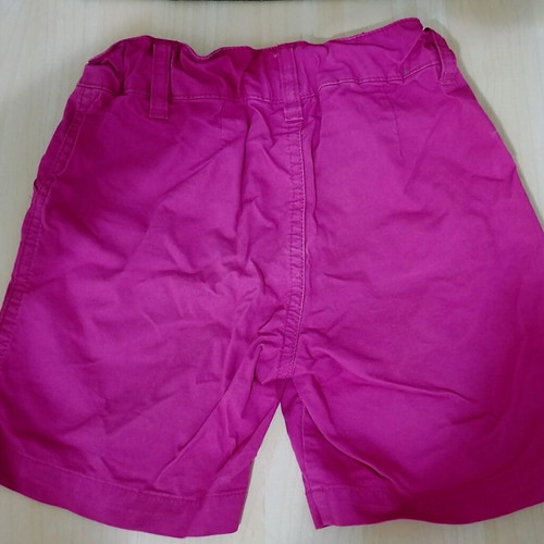 Children's blue polka dot cotton blend blouse and purple Benetton shorts set