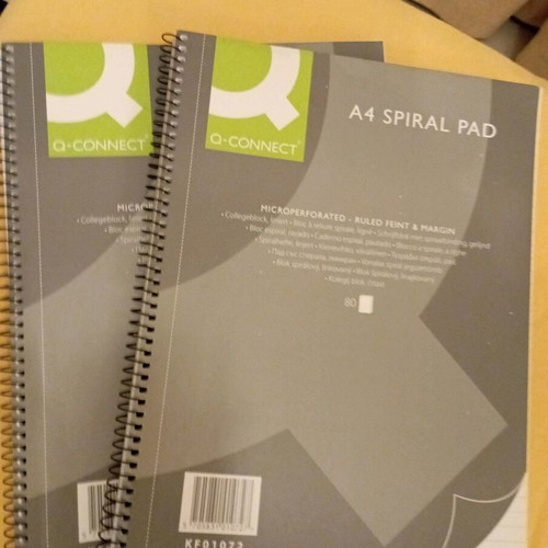 Q-CONNECT A4 Spiral Pad 2 Pack New, 80 Pages