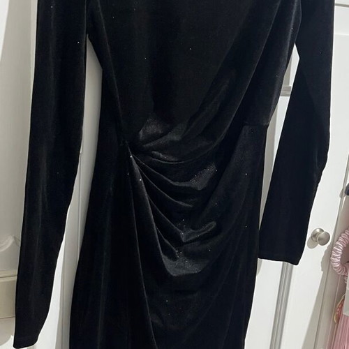 Velvet black midi dress like new with glitter and side slit