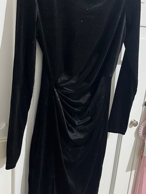 Velvet black midi dress like new with glitter and side slit
