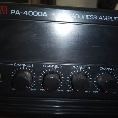 Inter-M PA-4000 amplifier used, 120W, 6 mic inputs, 5 zones