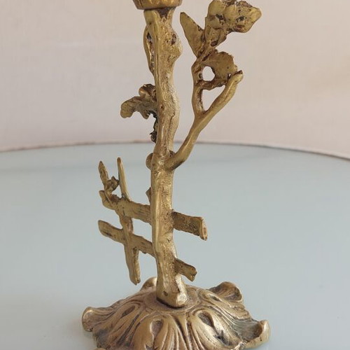 Brass candlestick like new, Art Nouveau late 19th century, 17cm height