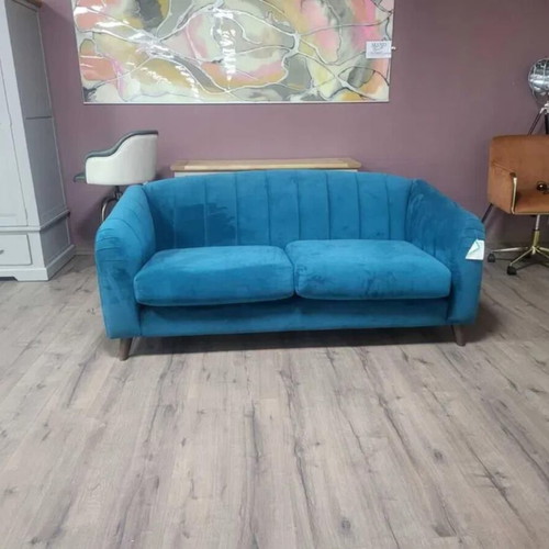 Designer Blue Fabric Sofa Large Double New
