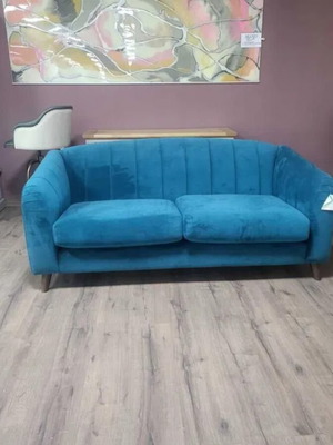 Designer Blue Fabric Sofa Large Double New