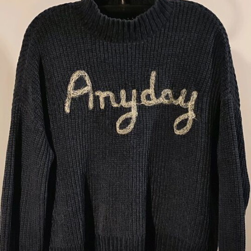 Yessica women's sweater used, navy blue, size S, short oversize fit