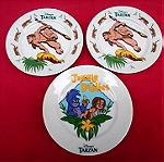  Τρία πορσελάνινα παιδικά πιάτα  Disney & Burroughs Tarzan.