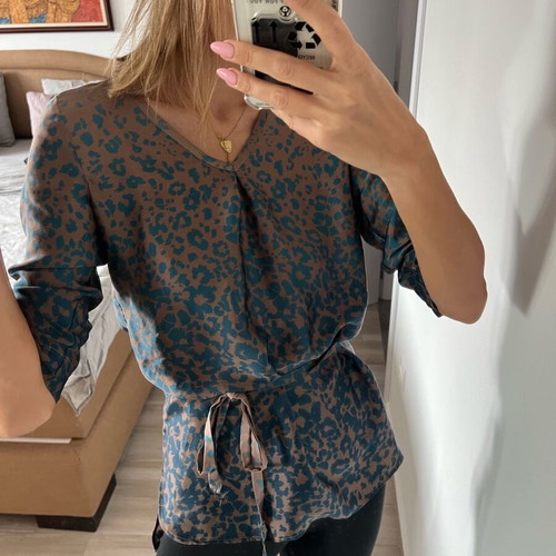 Marella women's shirt with animal print and belt, new, size S
