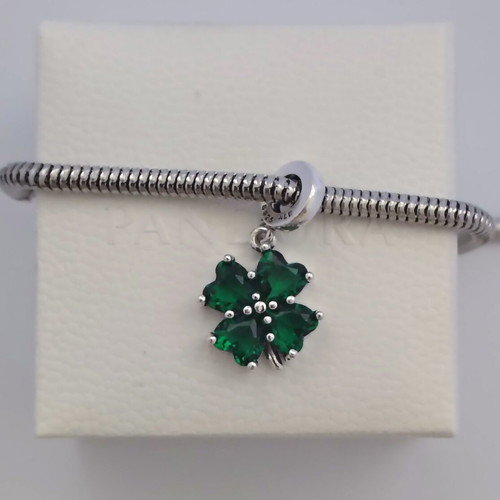 Pandora Four-Leaf Clover Charm S925 ALE new, green and silver